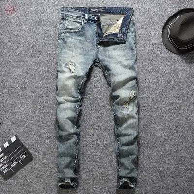 Italian Designer Men Jeans High Quality Slim Fit Cotton Ripped Jeans Homme Plus Size 29-38 Balplein Brand Classical Jeans Men - Lamiiche
