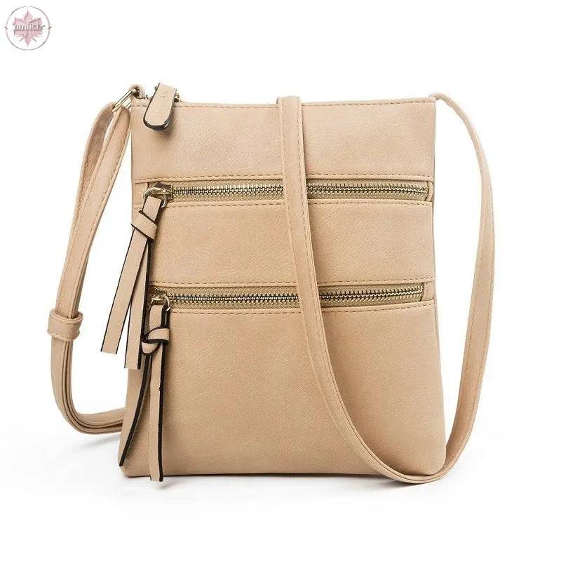 Leisure multifunctional pocket with double zipper vertical women's bag single shoulder bag crossbody bag - Lamiiche