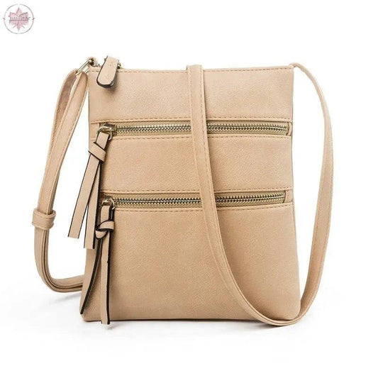 Leisure multifunctional pocket with double zipper vertical women's bag single shoulder bag crossbody bag - Lamiiche