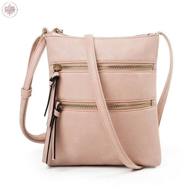 Leisure multifunctional pocket with double zipper vertical women's bag single shoulder bag crossbody bag - Lamiiche