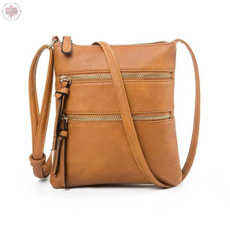 Leisure multifunctional pocket with double zipper vertical women's bag single shoulder bag crossbody bag - Lamiiche