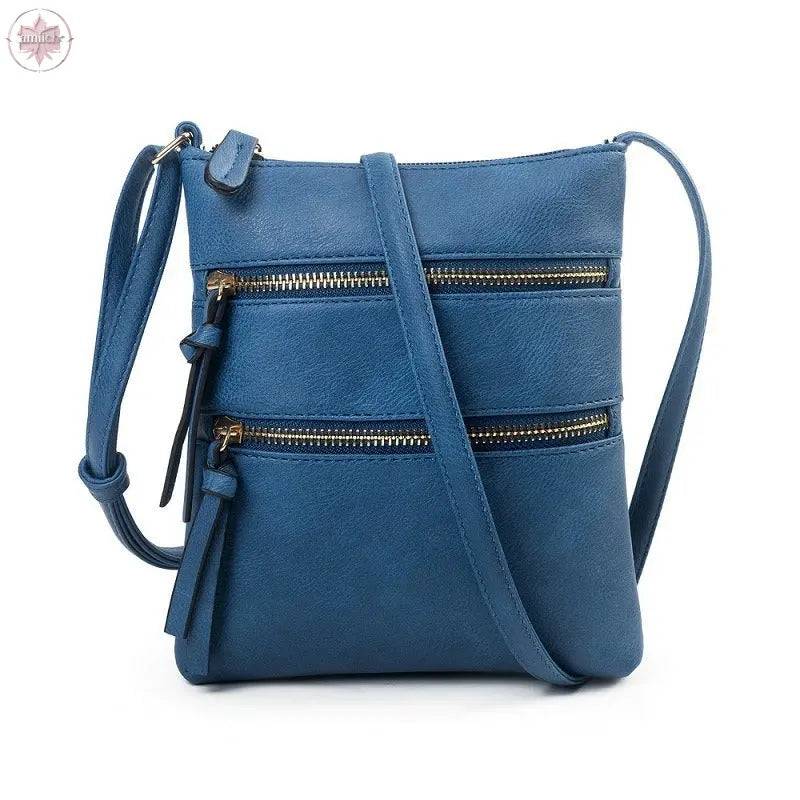 Leisure multifunctional pocket with double zipper vertical women's bag single shoulder bag crossbody bag - Lamiiche