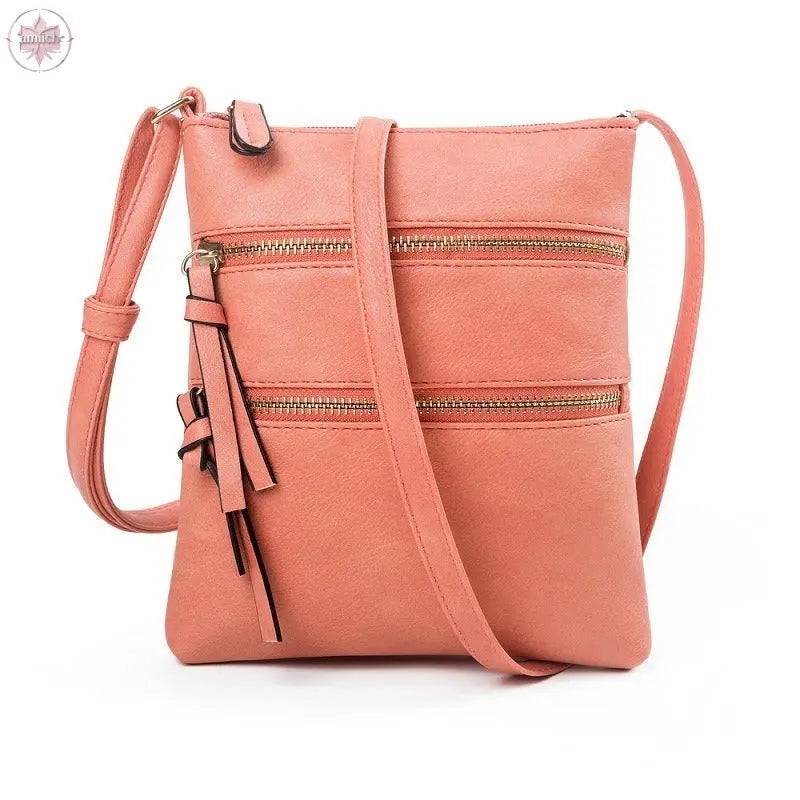 Leisure multifunctional pocket with double zipper vertical women's bag single shoulder bag crossbody bag - Lamiiche