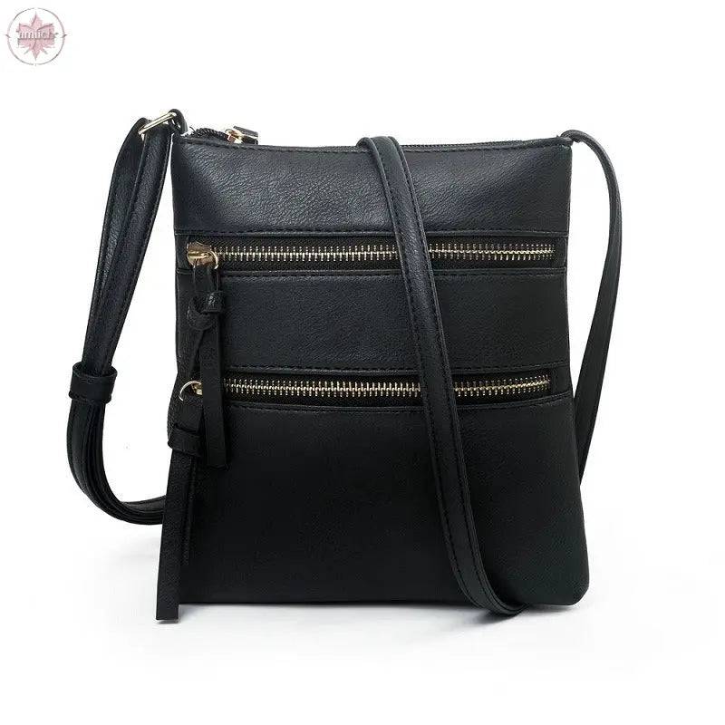 Leisure multifunctional pocket with double zipper vertical women's bag single shoulder bag crossbody bag - Lamiiche