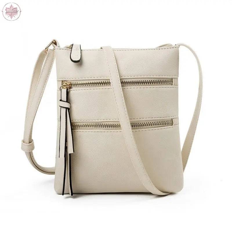 Leisure multifunctional pocket with double zipper vertical women's bag single shoulder bag crossbody bag - Lamiiche