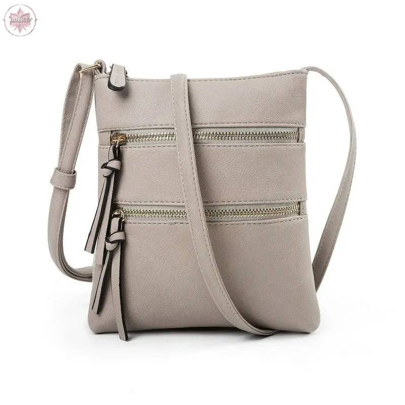 Leisure multifunctional pocket with double zipper vertical women's bag single shoulder bag crossbody bag - Lamiiche