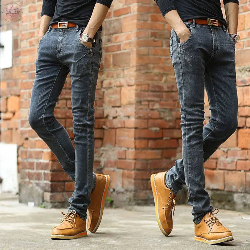 Vintage Men Slim Fit Jeans High Quality Trousers Designer Business - Lamiiche
