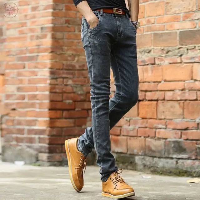 Vintage Men Slim Fit Jeans High Quality Trousers Designer Business - Lamiiche