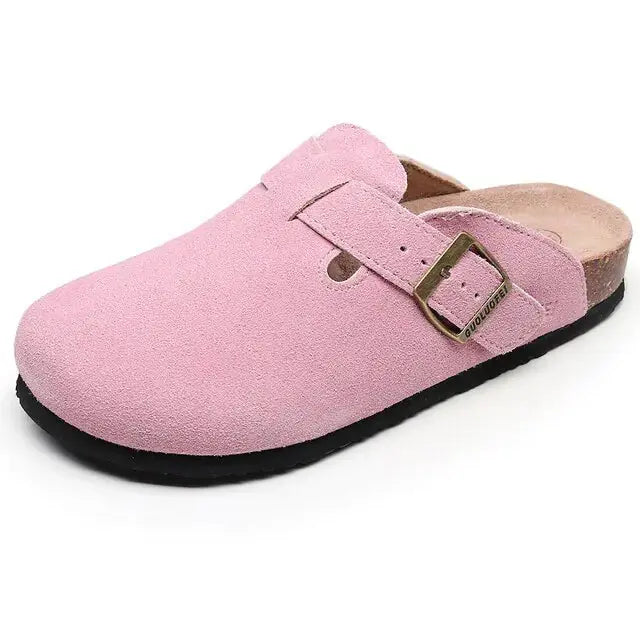 Baotou Women Closed Toe Cork Slippers 