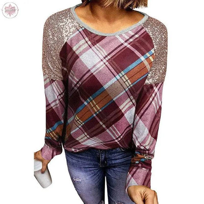 New Autumn Winter Hoods  Solid Sequin Stitching Round Neck Long Sleeve Casual Slim Woman Sweatshirts - Lamiiche