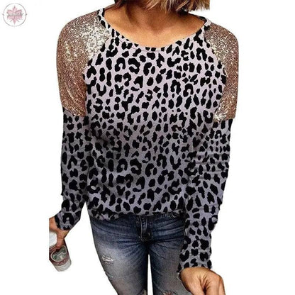 New Autumn Winter Hoods  Solid Sequin Stitching Round Neck Long Sleeve Casual Slim Woman Sweatshirts - Lamiiche