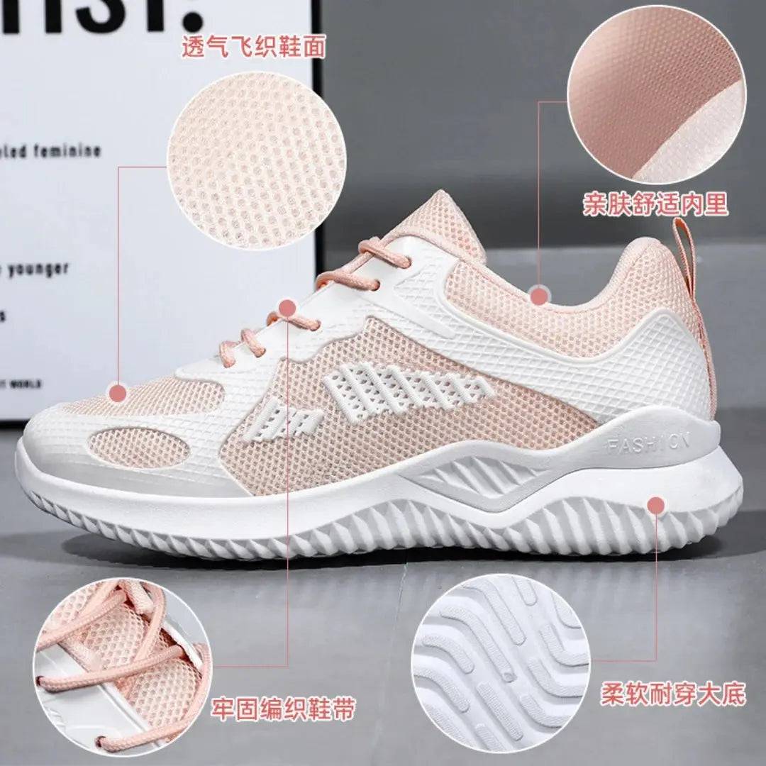 Shoes women 2024 spring and autumn new fashion casual breathable running shoes soft sole women sports shoes - Lamiiche