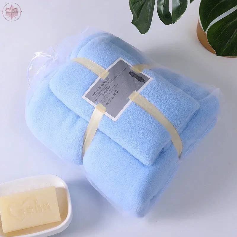 Coral Velvet Solid Color Towel Bath Towel Set Soft Absorbent Face Towel - Lamiiche