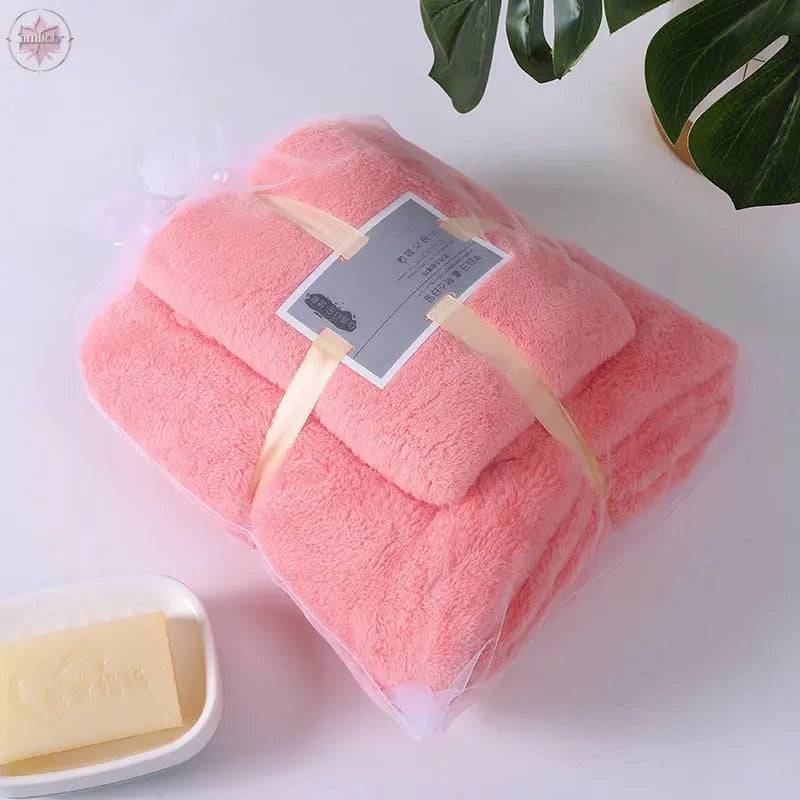 Coral Velvet Solid Color Towel Bath Towel Set Soft Absorbent Face Towel - Lamiiche