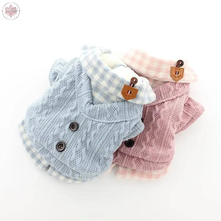 Dog clothes, pet clothes, winter lollipop dog clothes, cat clothes, compared to bear clothes, woolen plaid pet clothes - Lamiiche