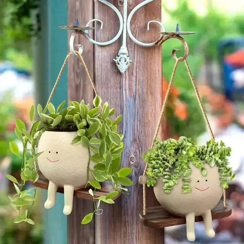 Swing Face Planter Pot Hanging Basket - Lamiiche