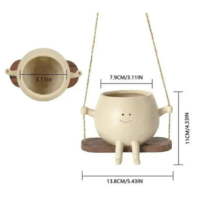 Swing Face Planter Pot Hanging Basket - Lamiiche