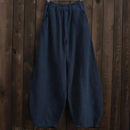 Cotton Linen Style Bloomers Wide Leg Pants 