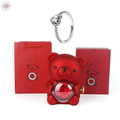 Teddy Bear Jewelry Gift Box with Round Necklace Gifts for Women Mom Wife - Lamiiche