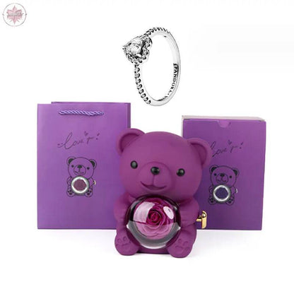 Teddy Bear Jewelry Gift Box with Round Necklace Gifts for Women Mom Wife - Lamiiche