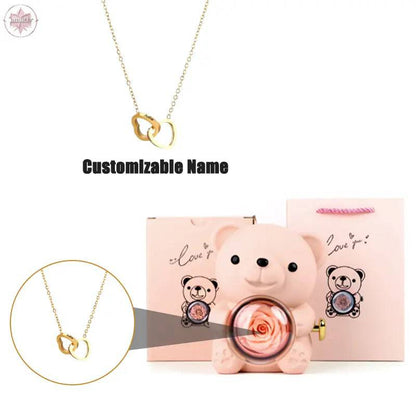 Teddy Bear Jewelry Gift Box with Round Necklace Gifts for Women Mom Wife - Lamiiche