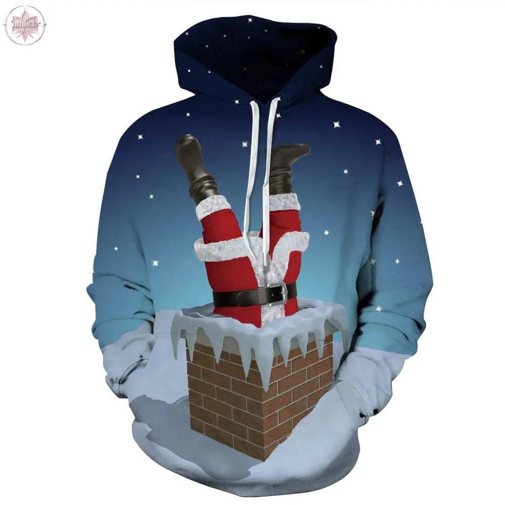 Christmas Funny Santa Claus 3D Print Sweatshirts Men Women - Lamiiche