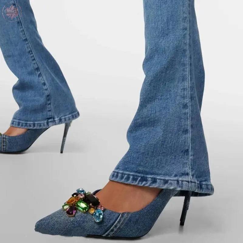 Sexy Denim Women Heel Pumps - Lamiiche