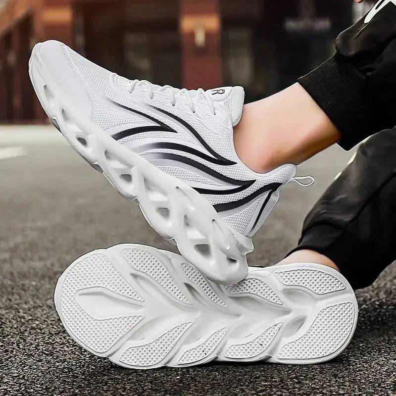 Men's Flame Printed Sneakers Flying Weave Sports Shoes - Lamiiche