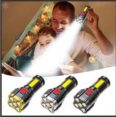 5 Led Flashlight Strong Light Outdoor Portable Cob Side Light Work Light USB Rechargeable Led Flashlight - Lamiiche