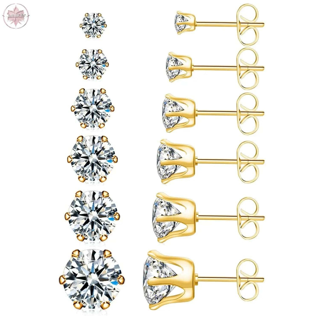 Stainless steel earring set with multiple decorations - Lamiiche