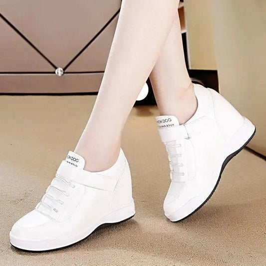 2021 Autumn High Top Wedge Platform Sneakers Women Casual Shoes Hidden Heels Ladies Sneakers  Women Shoes YYJ151 - Lamiiche