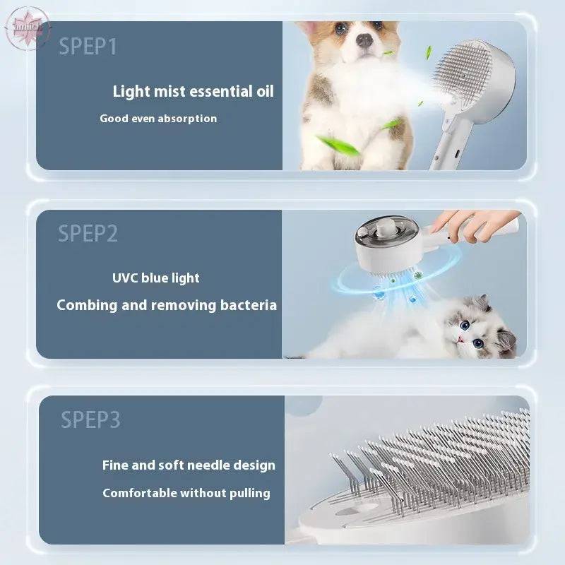 Animal Hair Remover Brush Dog And Cat Steam Brush Pet Self Cleaning Dog Brush Grooming Removes Cat Hairs Cat Dog Accessories Pet - Lamiiche