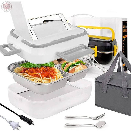 Kitchen ware 1.5L Cookware Sets Heater Portable Electric Lunch Boxes stainless steel Container with Insulation Bag for Car Truck - Lamiiche