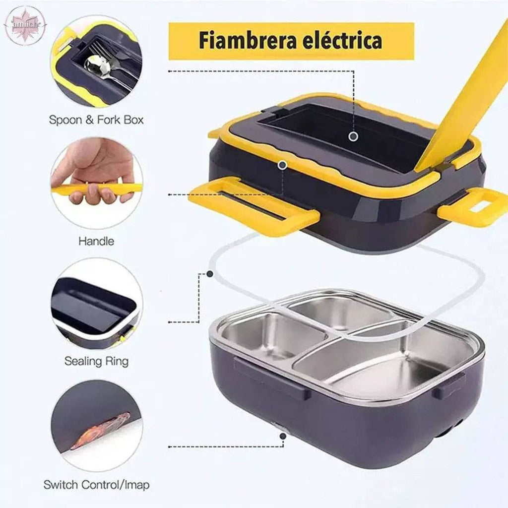 Kitchen ware 1.5L Cookware Sets Heater Portable Electric Lunch Boxes stainless steel Container with Insulation Bag for Car Truck - Lamiiche