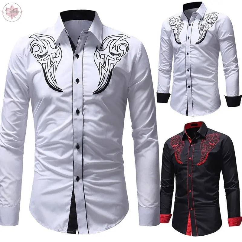 New Mens Classic Totem Embroidered Shirt - Lamiiche