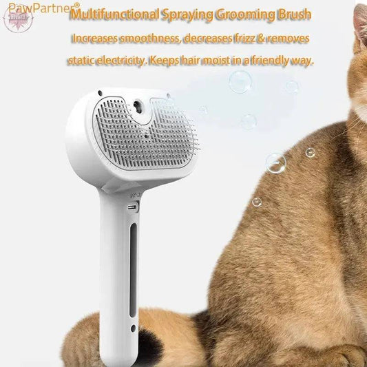 PawPartner Dog Cat Comb Self Cleaning Pets Hair Remover Brush for Pets Grooming Tools Dematting Comb Built-in Mist Humidifier - Lamiiche