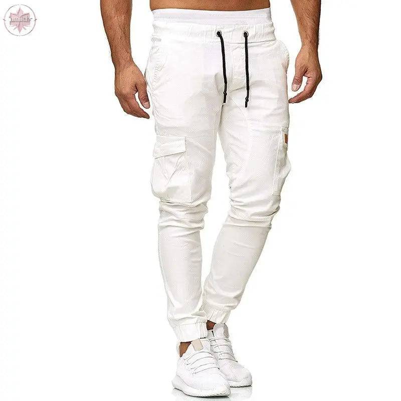 Casual pants men's multi pocket sports pants solid color running pants work pants - Lamiiche