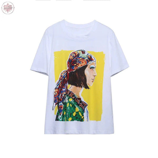 Colorful T Shirt Female Basic O Neck Short Sleeve - Lamiiche