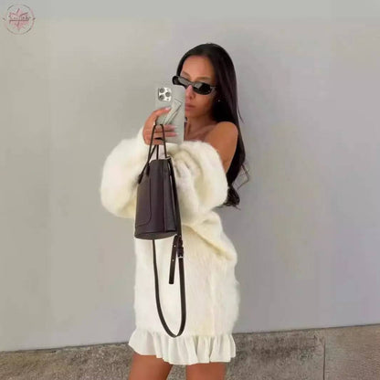 Fashionable, sweet and lazy style long sleeved backless knitted sweater for women - Lamiiche