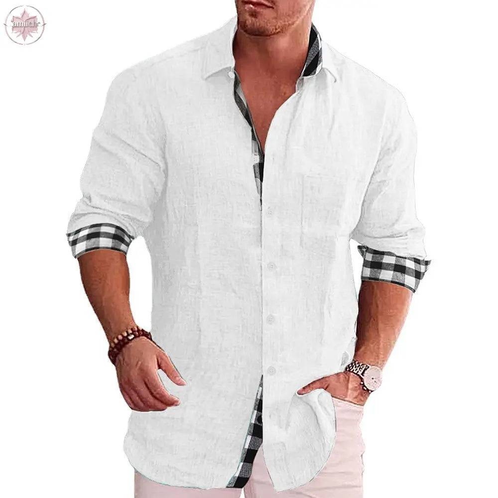 Leisure men's cotton and linen shirt men's shirt men's shirt - Lamiiche