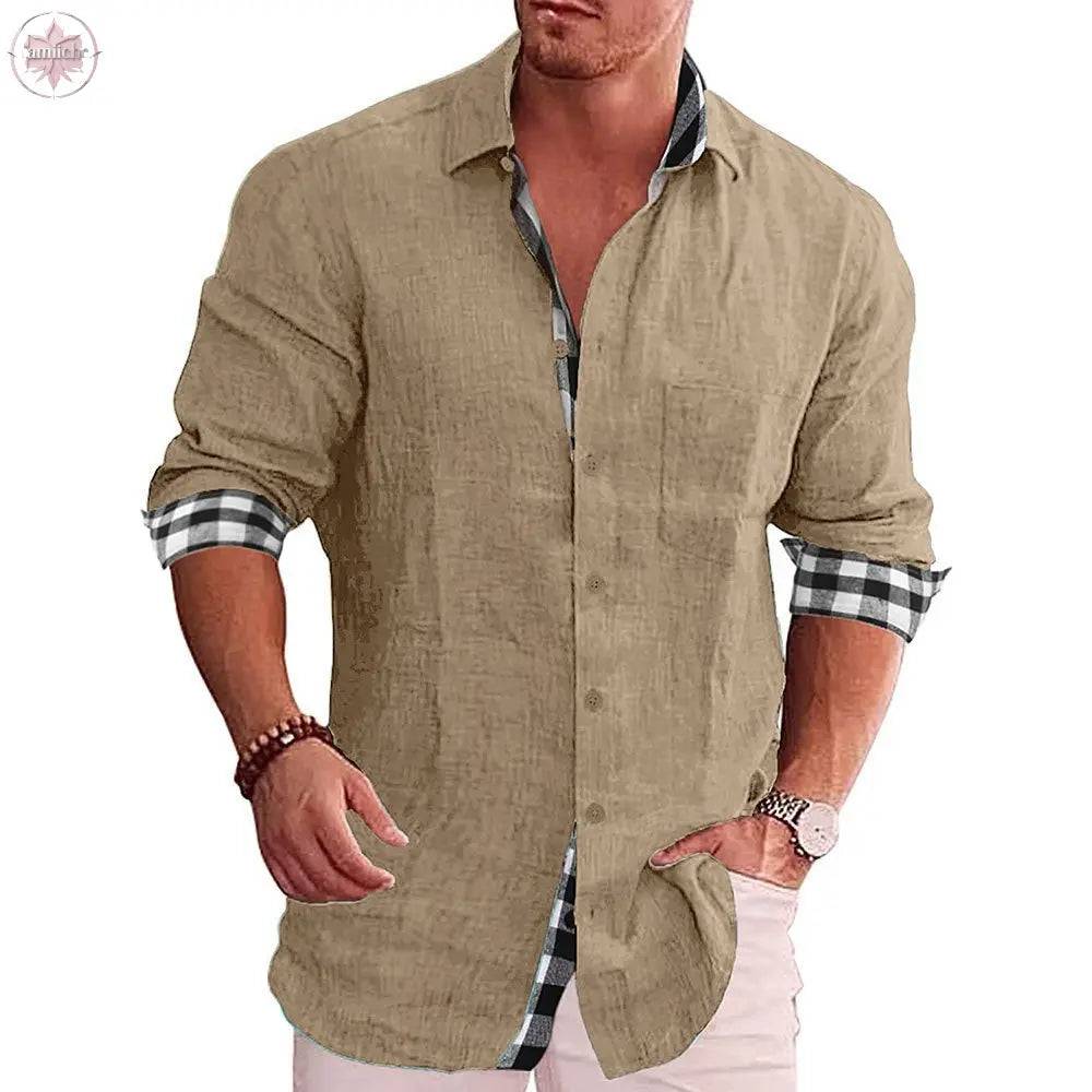 Leisure men's cotton and linen shirt men's shirt men's shirt - Lamiiche