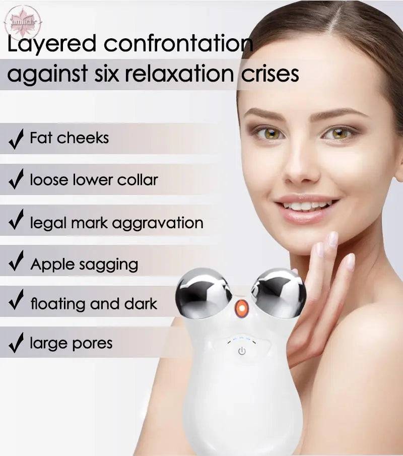 Face Micro Current Household Beauty Instrument Micro Current Second-Generation Beauty Instrument Roller Instrument 3D Lifting And Tightening Facial Beauty Instrument - Lamiiche