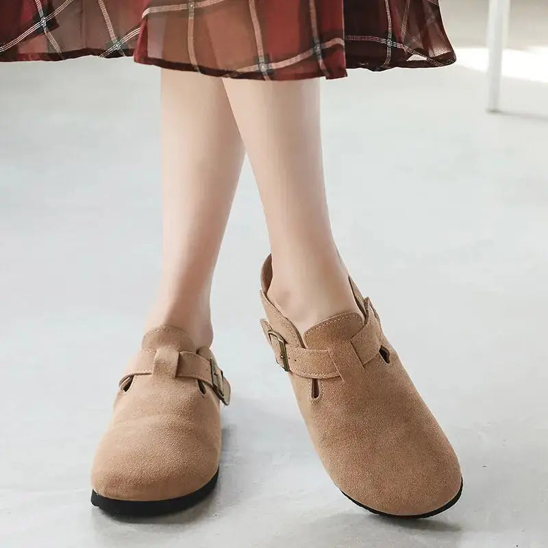 Baotou Women Closed Toe Cork Slippers 