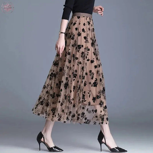 Mesh Floral Skirt For Women 