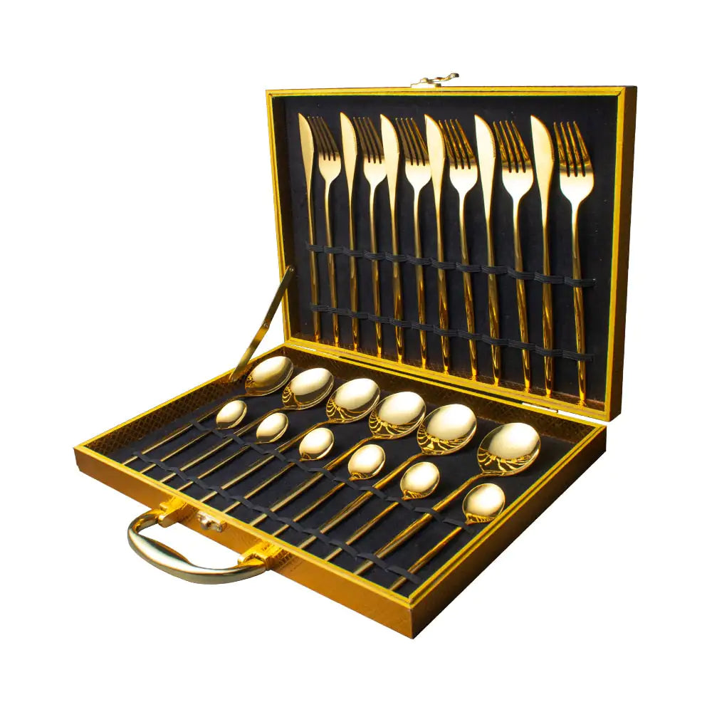 24pcs Gold Stainless Steel Cutlery Set